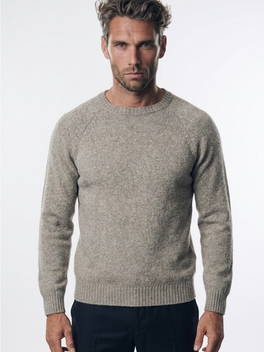 Mens Lambswool Cashmere Crewneck Sweater XL Gray Raglan Made in USA WPL 12769‎